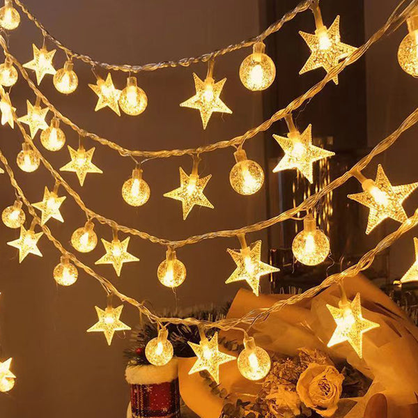 2 Modes Star Ball Fairy String Lights Camping Atmosphere Light Warm White