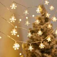 2 Modes Star Snowflakes Fairy String Lights Camping Atmosphere Light Warm White