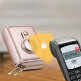 Travel RFID Blocking Wallet Money Purse Card Holder Case Rose Gold
