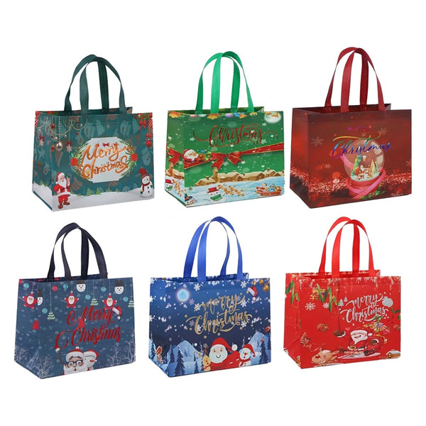 6Pcs Christmas Tote Bags With Handle Multifunctional Christmas Gift Bags Xmas Decor Style 1