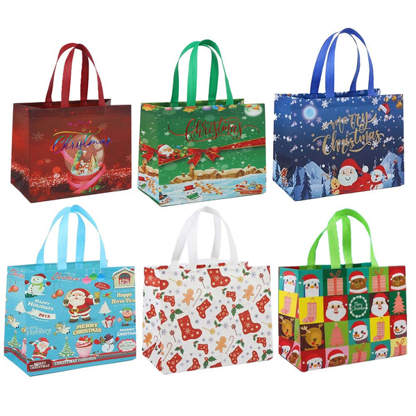 6Pcs Christmas Tote Bags With Handle Multifunctional Christmas Gift Bags Xmas Decor Style 2