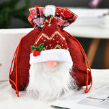 3Pcs 3D Faceless Santa Christmas Gift Bags Candy Bags Christmas Favor Bags Drawstring Bags