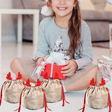 10Pcs Christmas Gift Bags Candy Snack Bags Xmas Party Wrapping Drawstring Bags