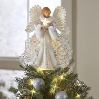 25cm 2D Christmas Tree Topper Angel Fairy Festive Xmas Tree Top Ornament Decoration White