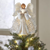 25cm 2D Christmas Tree Topper Angel Fairy Festive Xmas Tree Top Ornament Decoration White