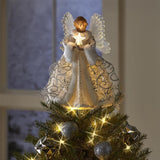25cm 2D Christmas Tree Topper Angel Fairy Festive Xmas Tree Top Ornament Decoration White