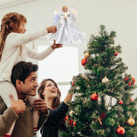 25cm 2D Christmas Tree Topper Angel Fairy Festive Xmas Tree Top Ornament Decoration White