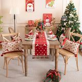 Christmas Jacquard Tassel Table Runner Xmas Table Cover