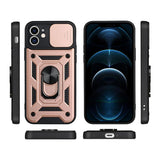 For iPhone 15 Series Stand Case Anti-Scratch Shockproof Protective Case Rose Gold