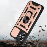 For iPhone 15 Series Stand Case Anti-Scratch Shockproof Protective Case Rose Gold