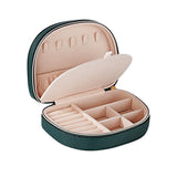 Portable Double Layer Jewelry Organizer Box PU Leather Jewelry Storage Case Green