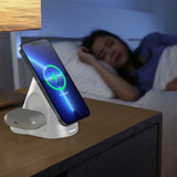 3-in-1 Wireless Magnetic Charger Qi Fast Charging Stand for iPhone Airpods White