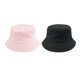 2Pcs Unisex Bucket Hat Cotton Outdoor Sun Cap Black and Pink