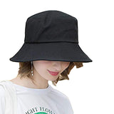 2Pcs Unisex Bucket Hat Cotton Outdoor Sun Cap Black and Orange