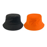 2Pcs Unisex Bucket Hat Cotton Outdoor Sun Cap Black and Orange