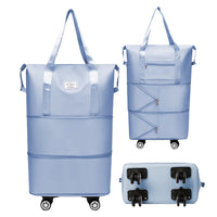 Expandable Wheeled Travel Duffle Bag Travel Foldable Rolling Gym Bag with Wheels Weekend Bag Blue