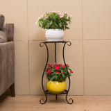 2-Layer Plant Stand Flower Pot Stand for Balcony Living Room Outdoor Indoor Plants Plant Holder Home Decor Black