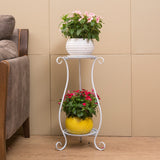 2-Layer Plant Stand Flower Pot Stand for Balcony Living Room Outdoor Indoor Plants Plant Holder Home Decor White