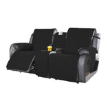 2-Seater Water Resistant Non-Slip Split Recliner Couch Cover with Console Sofa Chair Protector Slipcovers Black
