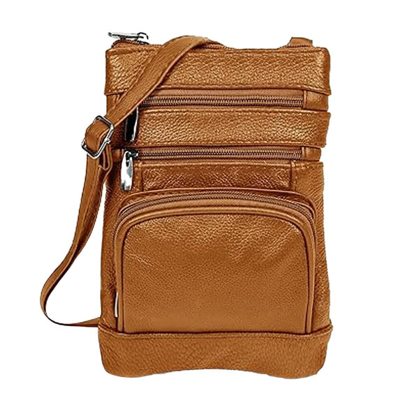 Women Genuine Leather Crossbody Bag Sling Purse Shoulder Bag Champagne