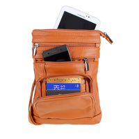 Women Genuine Leather Crossbody Bag Sling Purse Shoulder Bag Champagne