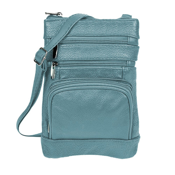 Women Genuine Leather Crossbody Bag Sling Purse Shoulder Bag Peacock Blue
