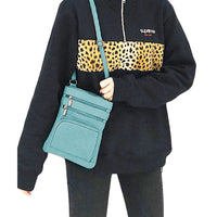 Women Genuine Leather Crossbody Bag Sling Purse Shoulder Bag Peacock Blue