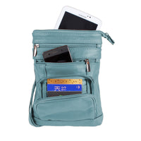 Women Genuine Leather Crossbody Bag Sling Purse Shoulder Bag Peacock Blue