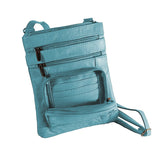Women Genuine Leather Crossbody Bag Sling Purse Shoulder Bag Peacock Blue