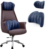 2Pcs Set Lumbar Neck Support Pillow Memory Foam Cushion for Car Office Chair Seat Blue