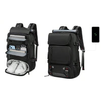 Large Travel Backpack Water Resistant Laptop Backpack Camping Rucksack With Separate Shoe Pocket Black