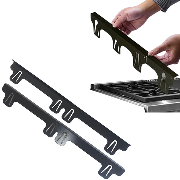 4Pcs Adjustable Stove Gap Fillers Heat Resistant Stove Gap Covers Stainless Steel Gas Stove Side Gap Protector Black