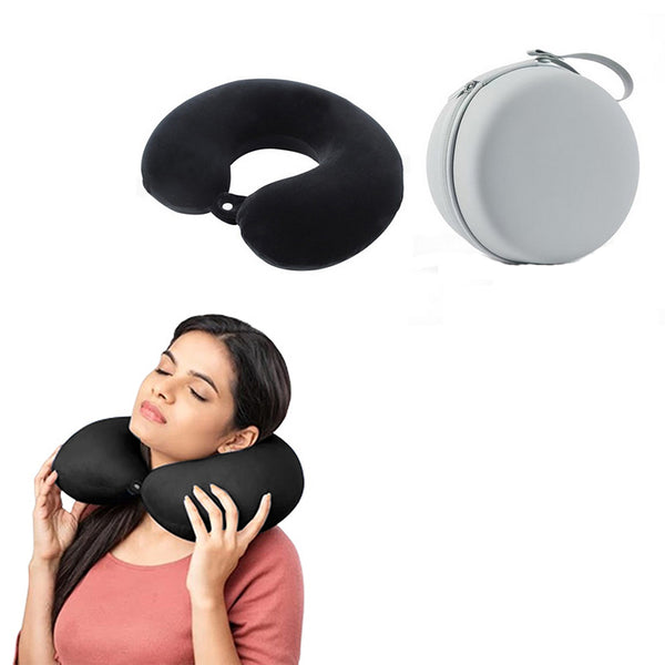 Travel Neck Pillow Memory Foam U Shaped Pillow for Flights Road Trips Office Black