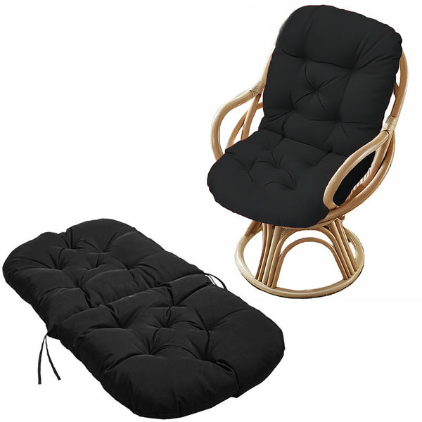 Solid Color Seat Cushion for Swivel Rocker Chair for Home Garden High Back Hammock Black