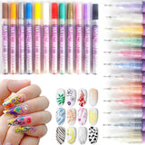 12-Color DIY Nail Art Paint Pen Set Nail Dotting and Drawing Pens for Manicure