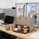 2-in-1 Insulated Tote Bag with Laptop Compartment and Matching Wallet for Work Travel Daily