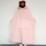 Reversible Wearable Blanket Plush Warm Cozy Blanket One Size Fits All Pink
