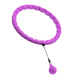 32-Section Weighted Hula Hoop Adjustable Fitness Hoop with Massage Rollers Detachable Exercise Hoop Purple