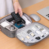 Large Travel Organizer Bag for Electronics with Adjustable Dividers Gray