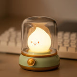 Cute Kerosene Lamp Silicone Campfire Night Light Desktop LED Decorative Light Green
