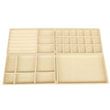 4pcs Stackable Jewelry Organizer Boxes Set for Earrings Rings Necklaces Bracelets Beige