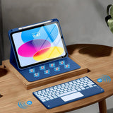 Keyboard Case with Touchpad and 7 Color Backlight Compatible With iPad 10th and 11th Gen Black