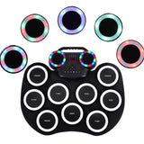 Roll Up Electronic Drum Kit Portable with Bluetooth and Dual Speakers Black