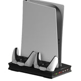 For PS5 Stand Cooling Fan with Dual Controller Charging Station Black