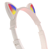Headworn Headphone for Children Gaming Cat Ear Adjustable Headphones LED Lights Wired Headset Pink