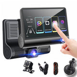 3 Channel Dash Cam Touchscreen Dashcam Front and Rear with Reversing Mode