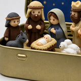 9 PCS Nativity Scene Mini Figurines with Metal Storage Display Box