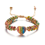 Handmade Natural Stone Beaded Bracelet – Adjustable Woven Bangle for Women Jewelry Colorful