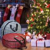 Christmas Plaid Wreath Storage Bag Christmas Garland Storage Container Seasonal Wreath Storage for Xmas Holiday Black