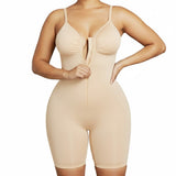 Seamless Bodysuit with Front Zipper Hook and Adjustable Straps Nude